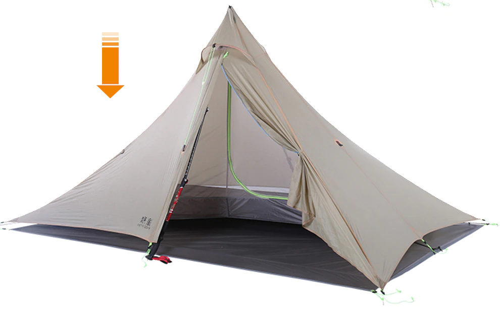 Cheap Goat Tents ASTA Gear Fengyin2  Pyramid 1 2 People Water proof 2 side silicon coating Flysheet Ultralight 4 season Tent Inner Mesh and Poles Tents 